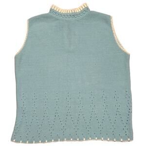 Vintage Turbo Orlon Colleen knitwear sweater vest blue & white trim size medium